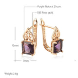 Purple Zircon Pendant Earrings 585 Heart Texture Jewelry