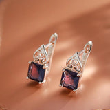 Purple Zircon Pendant Earrings 585 Heart Texture Jewelry