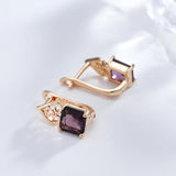 Purple Zircon Pendant Earrings 585 Heart Texture Jewelry