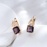 Purple Zircon Pendant Earrings 585 Heart Texture Jewelry
