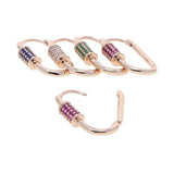 Rose Green Red CZ Rectangle Paper Clip Huggie Earring