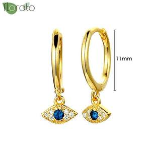 925 Silver Evil Eye Stud Earrings Hoop Jewelry for Women