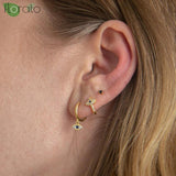 925 Silver Evil Eye Stud Earrings Hoop Jewelry for Women