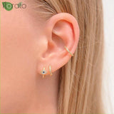 925 Silver Evil Eye Stud Earrings Hoop Jewelry for Women