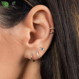 925 Silver Evil Eye Stud Earrings Hoop Jewelry for Women