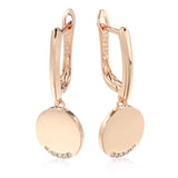 Kinel 585 Rose Round Coin Dangle Earrings for Women Party Fine Jewelry
