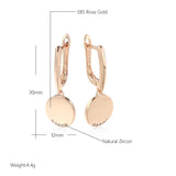 Kinel 585 Rose Round Coin Dangle Earrings for Women Party Fine Jewelry