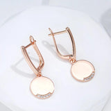 Kinel 585 Rose Round Coin Dangle Earrings for Women Party Fine Jewelry