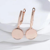 Kinel 585 Rose Round Coin Dangle Earrings for Women Party Fine Jewelry