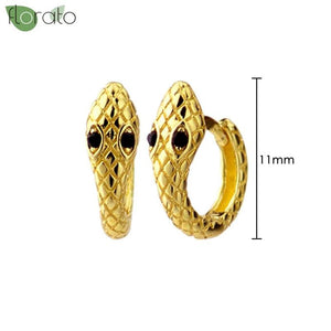 Vintage Snake Shape Hoop Earrings 925 Silver Needle Women Jewelry