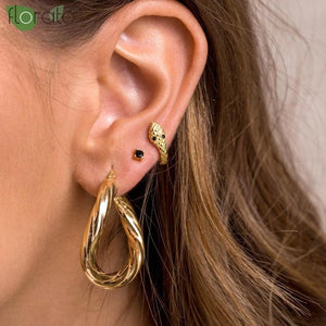 Vintage Snake Shape Hoop Earrings 925 Silver Needle Women Jewelry