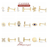 Palm Eye Earring Silver 925 Stud Cartilage Wedding Fine Jewelry