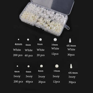 600/1300pcs Mixed Plastic ABS Pearl Beads Box DIY Jewelry Decorate Clothes