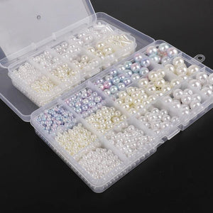 600/1300pcs Mixed Plastic ABS Pearl Beads Box DIY Jewelry Decorate Clothes