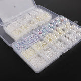 600/1300pcs Mixed Plastic ABS Pearl Beads Box DIY Jewelry Decorate Clothes