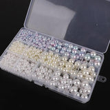 600/1300pcs Mixed Plastic ABS Pearl Beads Box DIY Jewelry Decorate Clothes