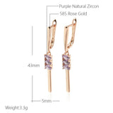 Purple Zircon Long Pendant Earrings for Women 585 Party Jewelry