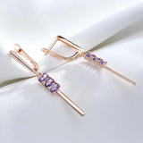 Purple Zircon Long Pendant Earrings for Women 585 Party Jewelry