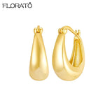 925 Silver Needle Smooth Round Hoop Earrings Plated Statement Vintage Jewelry
