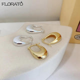 925 Silver Needle Smooth Round Hoop Earrings Plated Statement Vintage Jewelry
