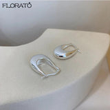 925 Silver Needle Smooth Round Hoop Earrings Plated Statement Vintage Jewelry