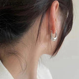 925 Silver Needle Smooth Round Hoop Earrings Plated Statement Vintage Jewelry
