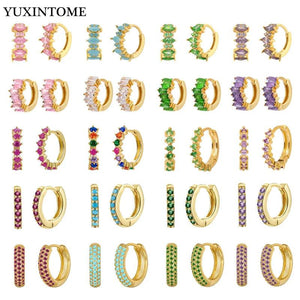 925 Silver Crystal Zircon Hoop Earrings Party Jewelry