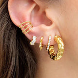 925 Silver Crystal Zircon Hoop Earrings Party Jewelry