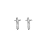 925 Sterling Silver Zircon T Letter Hoop Earrings for Women
