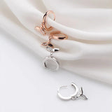 Sterling Silver Mermaid Tail Hoop Earrings Cubic Zircon Rose Ear Jewelry