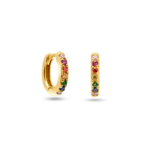 KYOUNUO Silver Filled Stud Earrings Colorful Zircon Piercing Hoop Earrings