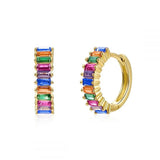 KYOUNUO Silver Filled Stud Earrings Colorful Zircon Piercing Hoop Earrings