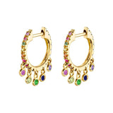 KYOUNUO Silver Filled Stud Earrings Colorful Zircon Piercing Hoop Earrings