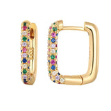 KYOUNUO Silver Filled Stud Earrings Colorful Zircon Piercing Hoop Earrings