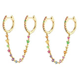 KYOUNUO Silver Filled Stud Earrings Colorful Zircon Piercing Hoop Earrings