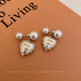 925 Silver Pearl Love Letter D Earrings Stud Jewelry