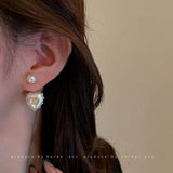 925 Silver Pearl Love Letter D Earrings Stud Jewelry