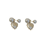 925 Silver Pearl Love Letter D Earrings Stud Jewelry