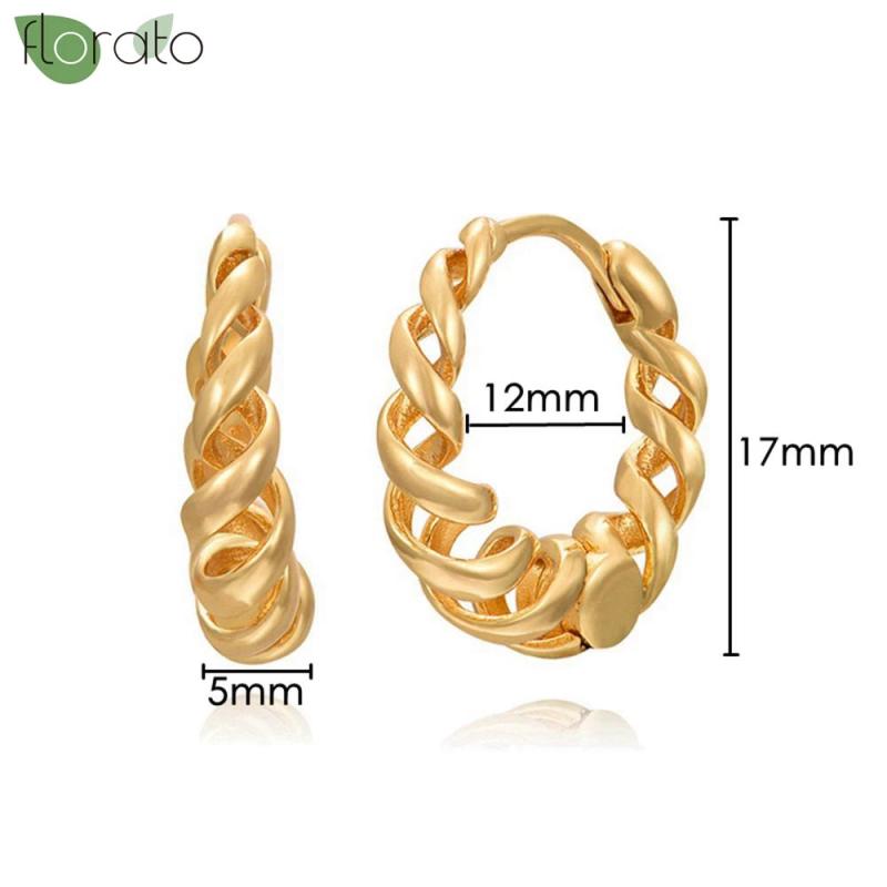 925 Silver 24K Spiral Small Hoop Earrings for Women