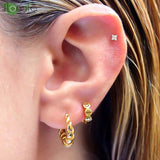 925 Silver 24K Spiral Small Hoop Earrings for Women