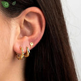 925 Silver 24K Spiral Small Hoop Earrings for Women