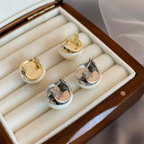 Semi Circular Pearl Pendant Ear Buckle Earrings