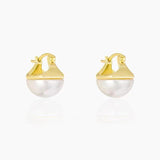Semi Circular Pearl Pendant Ear Buckle Earrings