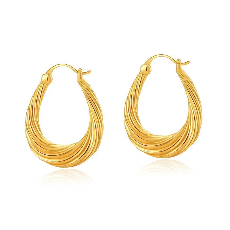 Classic Stainless Steel Twist Huggie Hoop Earrings for Women