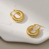 Classic Stainless Steel Twist Huggie Hoop Earrings for Women