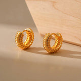 Classic Stainless Steel Twist Huggie Hoop Earrings for Women