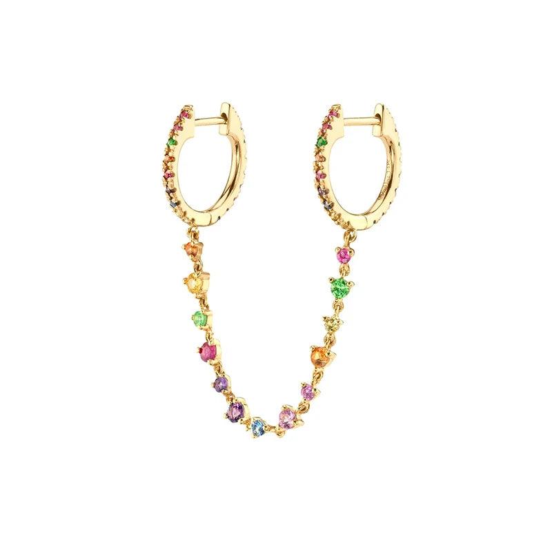 CZ Zircon Initial Chain Earrings Set