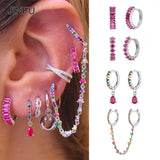 CZ Zircon Initial Chain Earrings Set