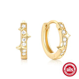 925 Silver Mini Star Hoop Earrings Zirconia