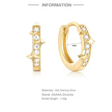 925 Silver Mini Star Hoop Earrings Zirconia
